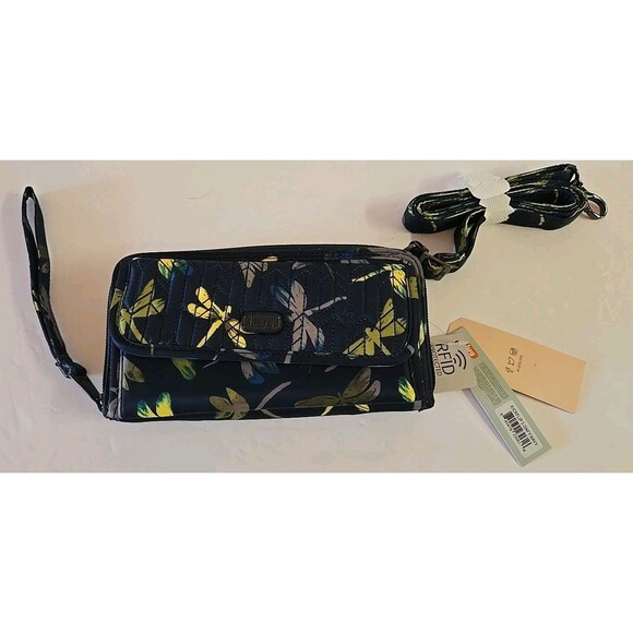 NWT Lug KICKFLIP 3 Convertible RFID Wallet Wristlet Crossbody DRAGONFLY - Picture 1 of 7